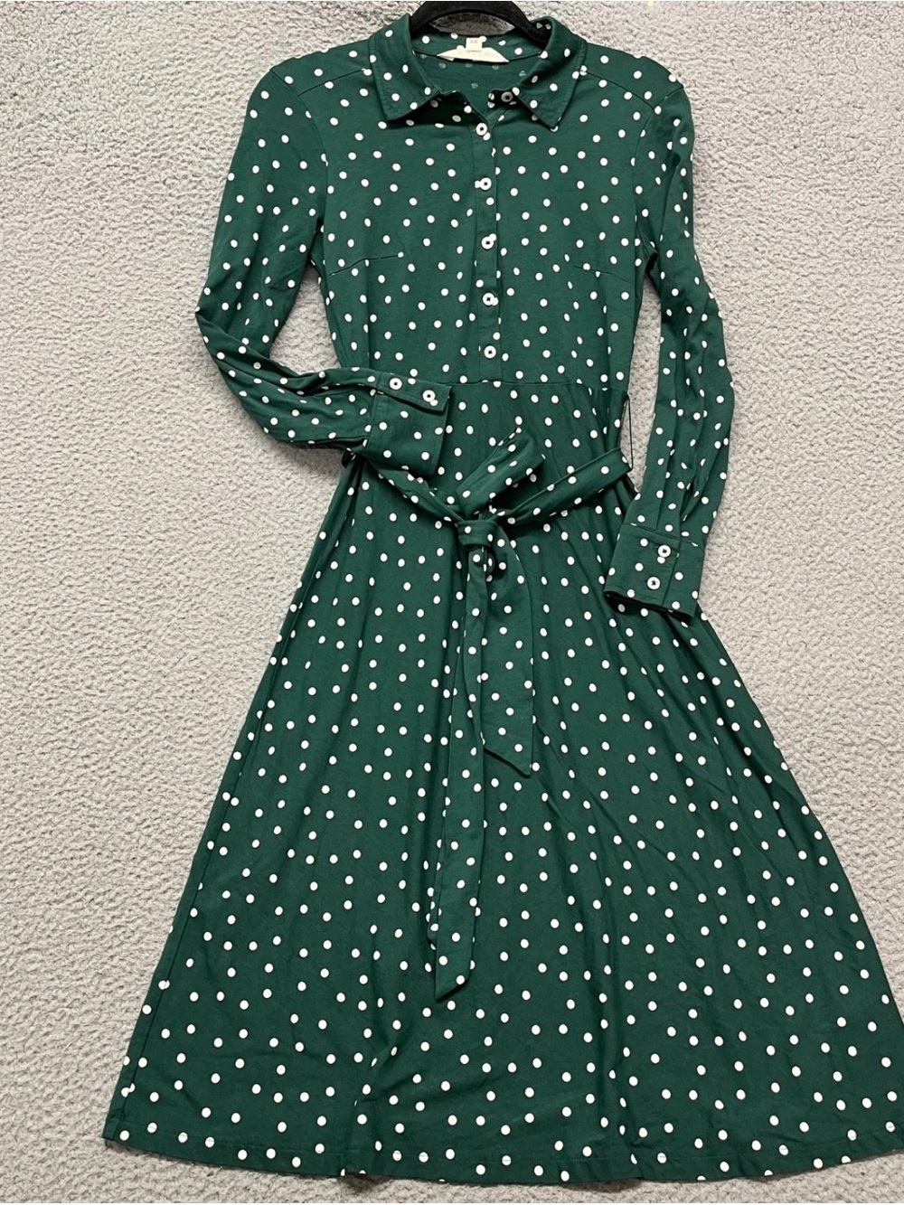 Boden Green Polka Dot Maxi Shirt Dress